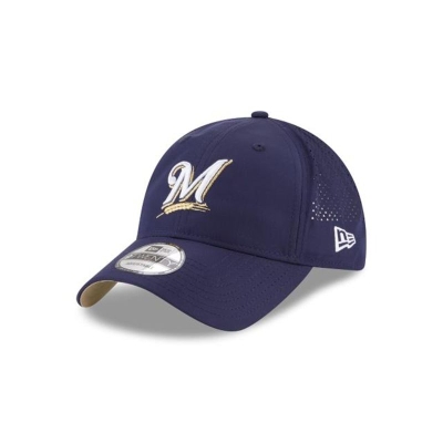 Blue Milwaukee Brewers Hat - New Era MLB Perforated Pivot 9TWENTY Adjustable Caps USA5279368